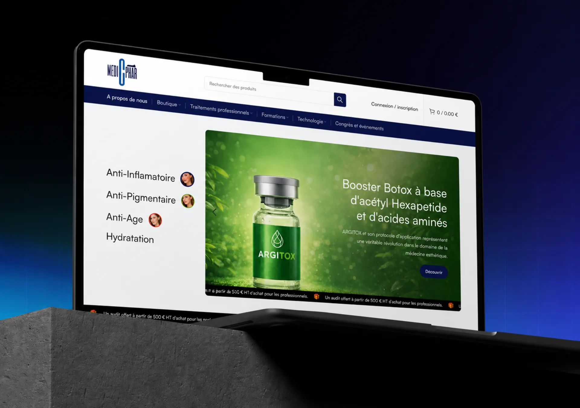 Medicphar, WOOCOMMERCE réalisé par FreshMarkom, agence digitale franco-britannique